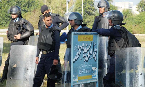 اسلام آباد میں جامعہ حفصہ کے اردگرد سکیورٹی اہلکار تعینات