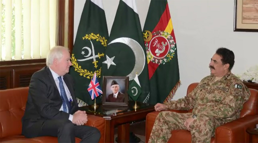 آرمی چیف سے برطانوی قومی سلامتی کے مشیر کی ملاقات ،خطے میں امن و استحکام کیلئے پاکستانی کوششوں کی تعریف