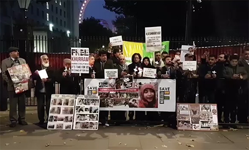 برطانوی وزیراعظم کی رہائش گاہ کے باہر کشمیری اور پاکستانی کمیونٹی کا احتجاج