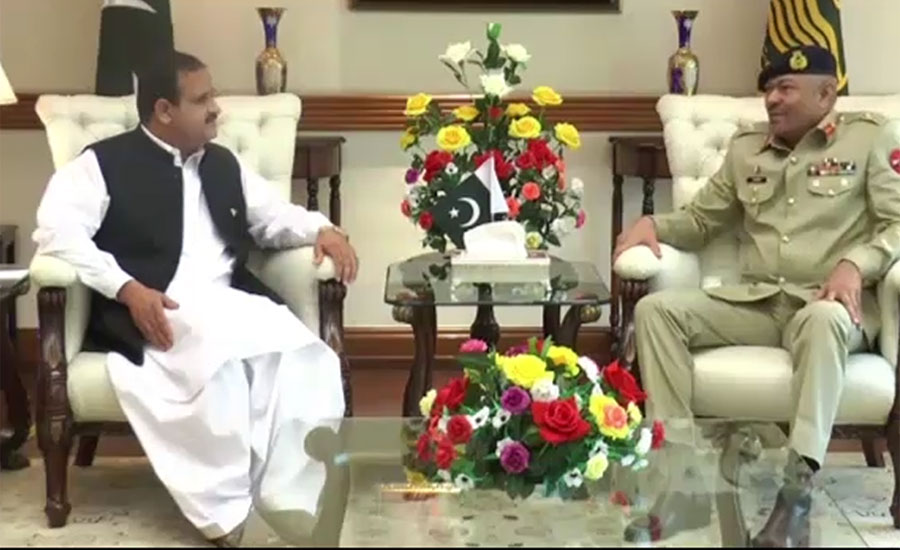 وزیراعلیٰ پنجاب سردار عثمان بزدار سے کور کمانڈر لاہور لیفٹیننٹ جنرل عامر ریاض کی ملاقات
