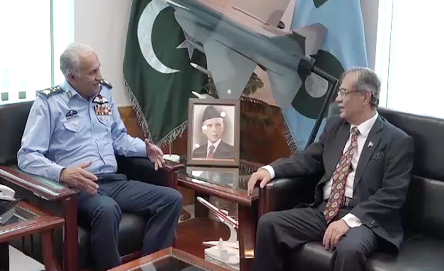 چیف جسٹس پاکستان کاائیرہیڈکوارٹرز کا دورہ ، چیف آف ائیر اسٹاف سے ملاقات کی