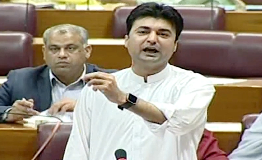 قومی اسمبلی کے اجلاس میں مراد سعید کی تقریر کے دوران اپوزیشن کا شور ‏