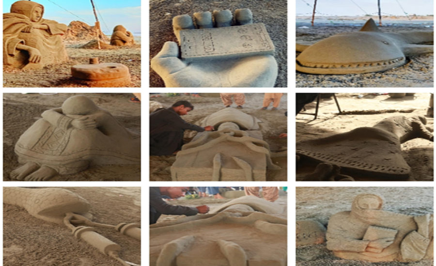 گوادر کے ساحل پر ریت سے فن پارے بنانےکا مقابلہ ‏