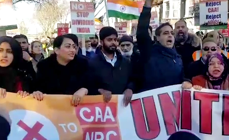 ایسٹ لندن میں بھارت کے متنازعہ شہریت قوانین کیخلاف احتجاجی مظاہرہ