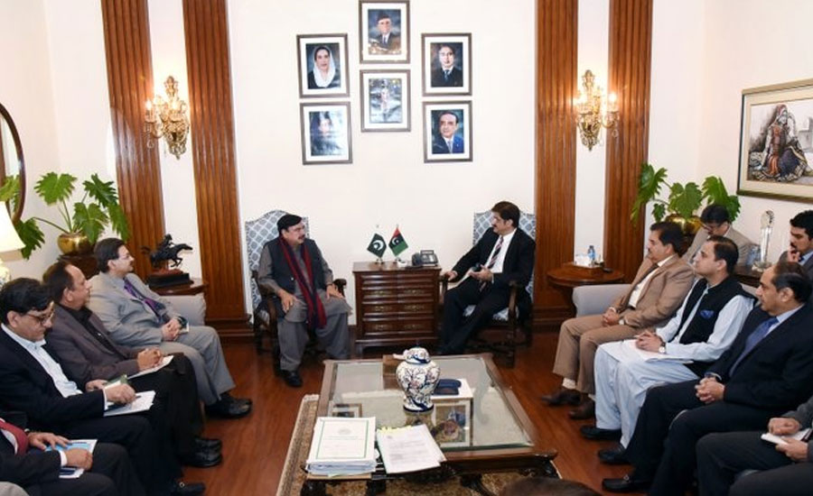 وزیر اعلیٰ سندھ سے شیخ رشید کی وفد کے ہمراہ ملاقات