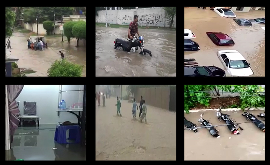 کراچی میں موسلا دھار بارش، شہر پانی میں ڈوب گیا