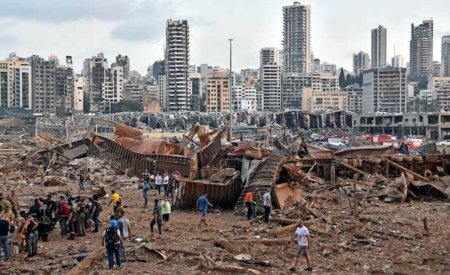 بیروت کی بندرگاہ پر اسلحہ گودام میں دھماکے، 78افراد جاں بحق ،شہر میں تباہی  پھیل گئی