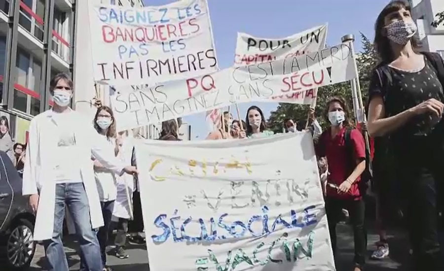 بیلجیئم کے ہیلتھ ورکرز کا سیاسی اشرافیہ کے خلاف احتجاج