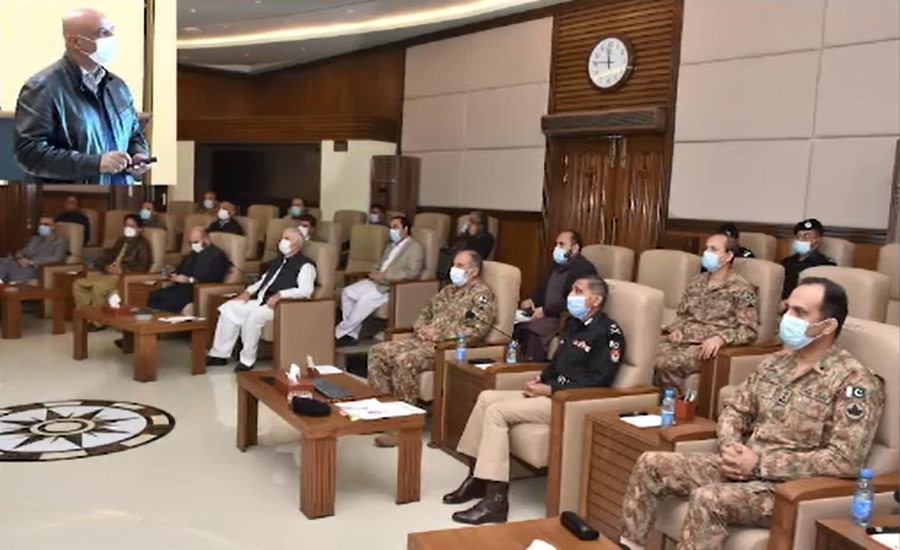 کورہیڈ کوارٹر پشاور میں ٹاسک فورس کے پی کا کورونا کی صورتحال پر اجلاس