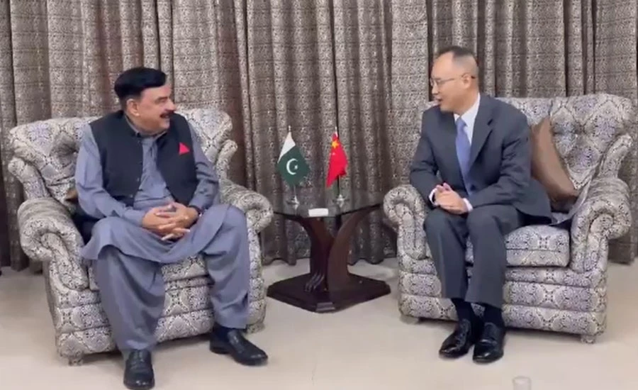 چینی سفیر کی شیخ رشید سے ملاقات، دوطرفہ تعلقات سمیت باہمی دلچسپی اُمور پر گفتگو