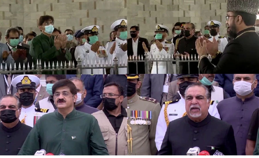 کراچی میں گورنر سندھ اور وزیراعلی سندھ کی مزار قائد پر حاضری