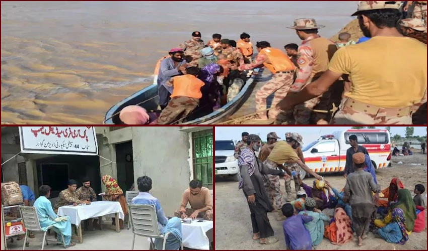 ملک بھر میں سیلاب متاثرہ علاقوں میں پاک فوج کی امدادی کارروائیاں جاری