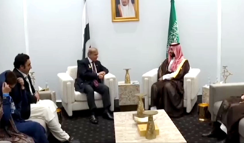 وزیراعظم شہباز شریف کی سعودی ولی عہد سے ملاقات، کثیر الجہتی شراکت داری کے فروغ پر اتفاق