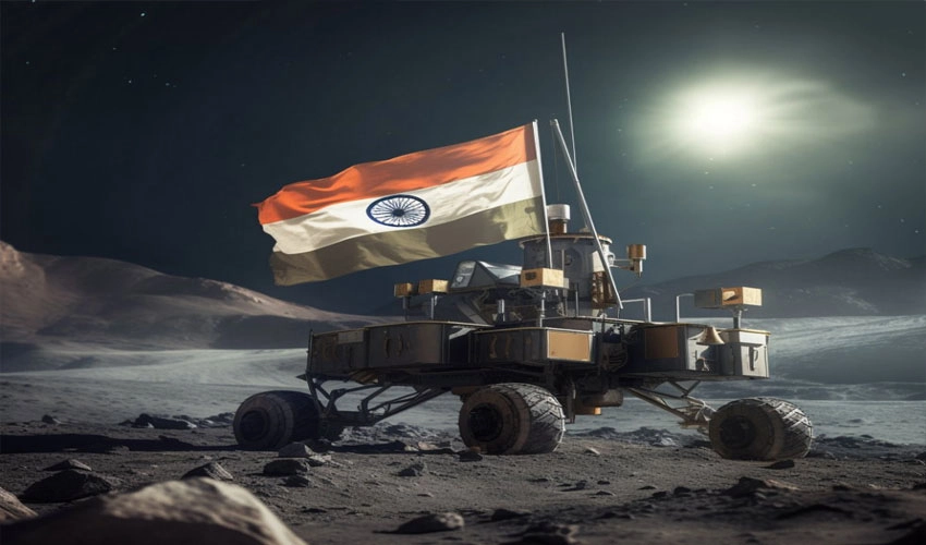 بھارت کا خلائی مشن چندریان تھری چاند کے جنوبی قطب پر اتر گیا